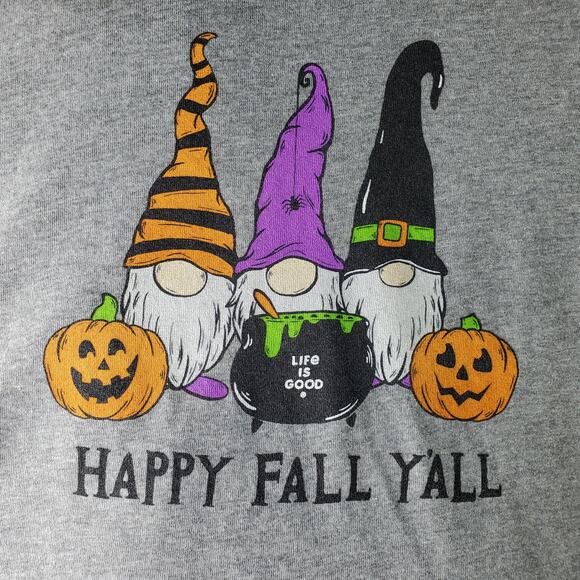 Life Is Good Womens Happy Fall Y'all Gnome Long Sleeve Crusher Tee Size Medium - Picture 4 of 6